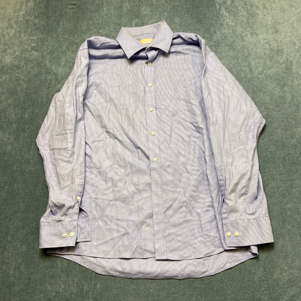 Michael kors Shirt Mens 17 34-35 White Purple Geometric Long Sleeve Button Up